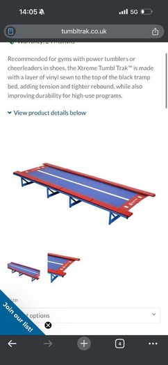 Gymnastics tumbl track trampoline 4,5meter