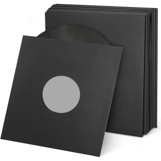 Black Paper 10" Vinyl Record Sleeves with Inner Liner, 110G Lightweight Paper 15pk Anti Static