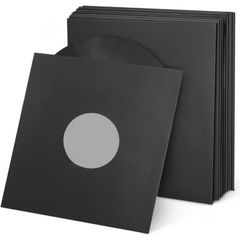 Black Paper 10" Vinyl Record Sleeves with Inner Liner, 110G Lightweight Paper 15pk Anti Static