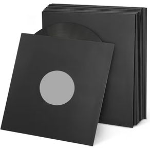 Black Paper 10" Vinyl Record Sleeves with Inner Liner, 110G Lightweight Paper 15pk Anti Static