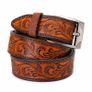 Unisex Genuine Leather Belt Vintage Embossed Design with Antique Buckle Casual & Formal Waist Belt Image 5