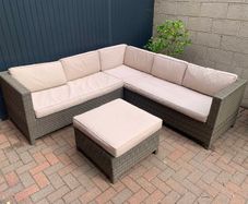 Large L Shaped Outdoor Couch with Table/Footstool