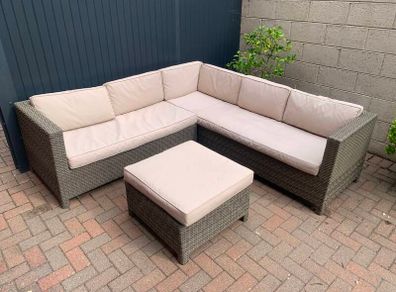 Large L Shaped Outdoor Couch with Table/Footstool