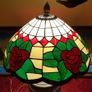 Vintage 34 Inches Tall Large Art Deco Bronze / Copper And Caged Glass Tiffany Lamp With 18.75 Inch Diameter Stained Glass Shade Image 2