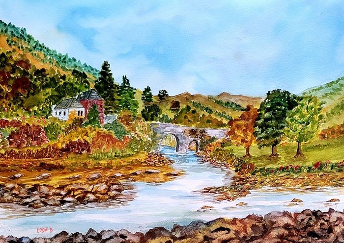 meeting of the waters watercolour