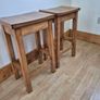Pair of Vintage Solid Oak School Lab Stools Perfect Counter Height Image 2