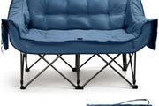 Portal Double Camping Chair Padded Folding Camping Sofa for Adults Large Quilted Love Seat Luxury Fodable Tub Chair Deluxe Moon Chair Collapsible Giant Festival Garden Lawn Picnic Load 272KG
