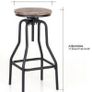 Affordable Industrial Style Height Adjustable Swivel Bar Stool With Natural Pinewood Top Image 2