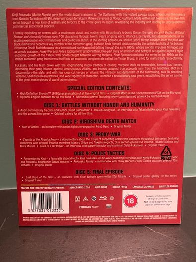 Battles without Honour and Humanity Blu Ray Box Set - Complete 5 Movie Box Set - Brand New Sealed