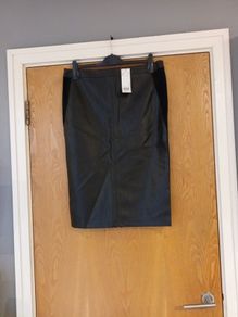 F&F Black  Faux Leather   A- Line Skirt.  S.14      B.N.W.T.