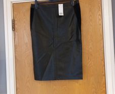 F&F Black  Faux Leather   A- Line Skirt.  S.14      B.N.W.T.