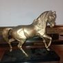 Vintage Metal Large Horse Figurine on Stone Base Image 2