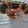 ANTIQUE Copper Punch bowl with cups with hook  & ladel Image 2