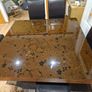 Large designer contemporary dining table and 6 large leather chairs with 2 smaller leather chairs Image 6