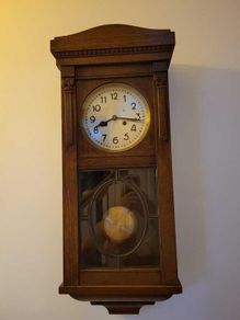 Antique German DUFA Box Wall Clock, Fully Working with Original Key (c. 1920s)