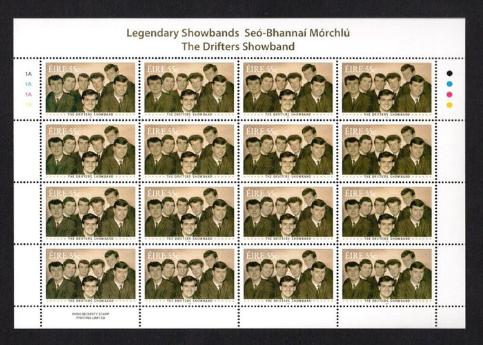 2010 Ireland Showbands The Drifters Commemorative Stamps Sheetlet Plate 1A1A1A1A Mint Never Hinged (MNH)