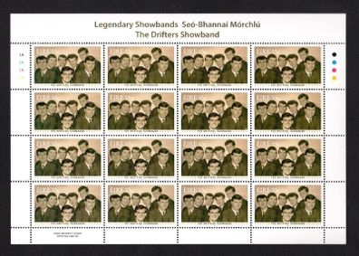 2010 Ireland Showbands The Drifters Commemorative Stamps Sheetlet Plate 1A1A1A1A Mint Never Hinged (MNH)