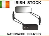 Rectangular Metal Motorcycle Mirrors - Black