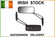 Rectangular Metal Motorcycle Mirrors - Black