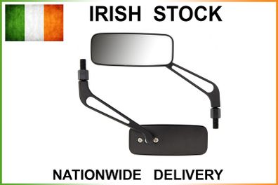 Rectangular Metal Motorcycle Mirrors - Black