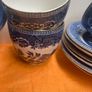 60s Arklow Pottery Willow Pattern cups and saucers x7 Image 4