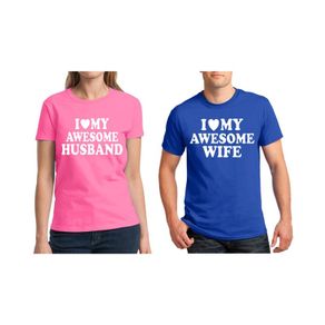 Love My Awesome Husband-Wife funny Couple T-Shirt valentines day gift present
