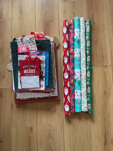Christmas gift bags and wrapping paper bundle