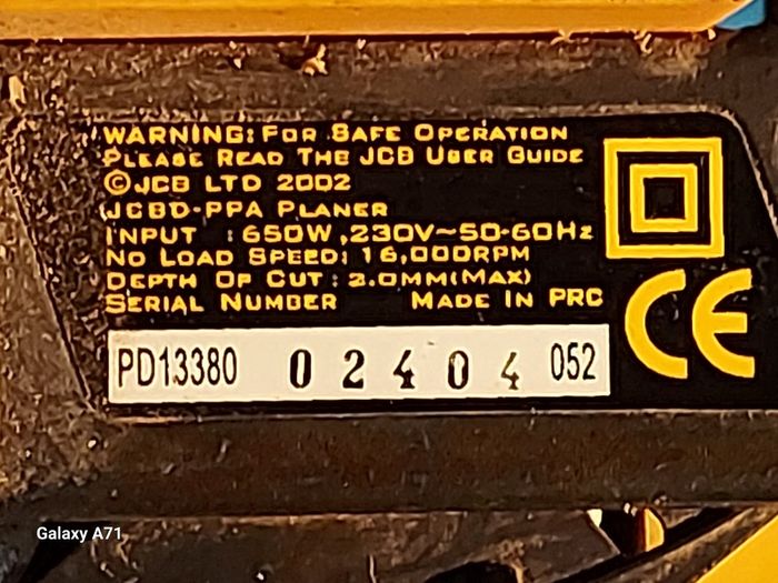 JCB Planer, Model JCBD-PPA, in perfect working order and in excellent condition