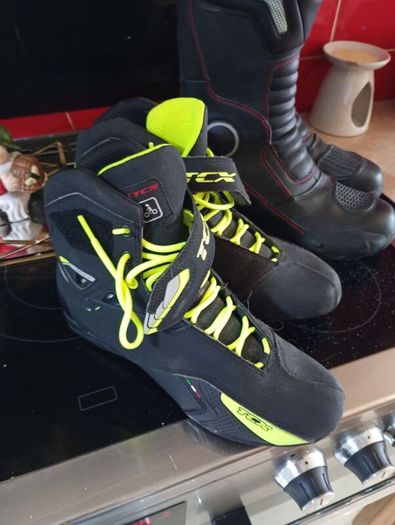 motorbike boots and helmet