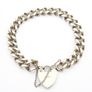Signed Chunky Curb Chain Heart Padlock 925 Silver Bracelet Image 3