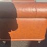 IKEA VISKAFORS "Loveseat" 1.5 Seater Sofa - Brown Leather Image 5