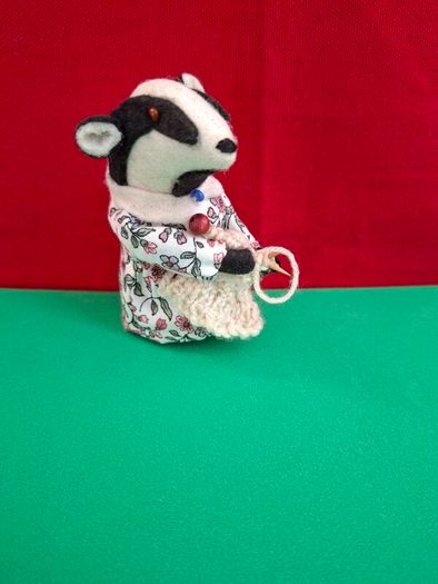 Handmade Felt Badger Figurine