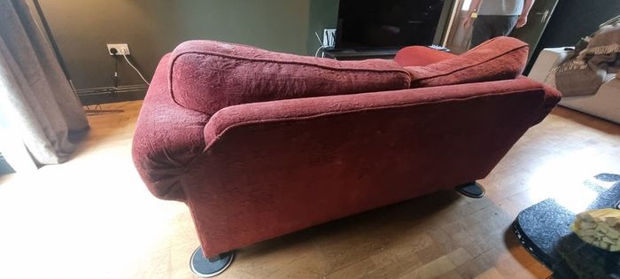 Well made two-seater fabric sofa for DIY enthusiast