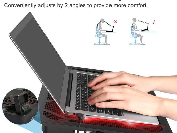 Laptop and Notebook Cooling Pad With 6 Fans at 1400 RPM and Red LED Laptop Cooler fits up tp 19"