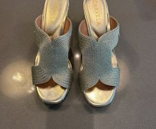 Carvela gold mules