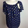 Navy blue & gold print chiffon off shoulder blouse top BNWTS size 12 including postage Image 2