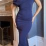 Atom label navy midi dress Image 2