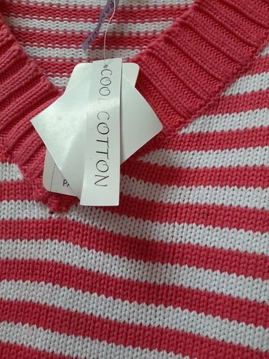new pink and white cotton jumper tag attached