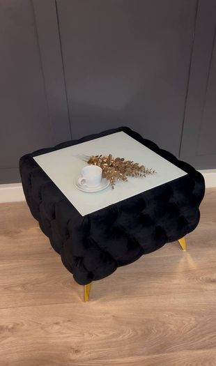 Velvet coffee table with glass