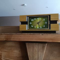 Vintage Japan Rhythm Mantel  Table Clock  Retro Wooden Design