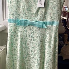 Lace and satin sleeveless dress