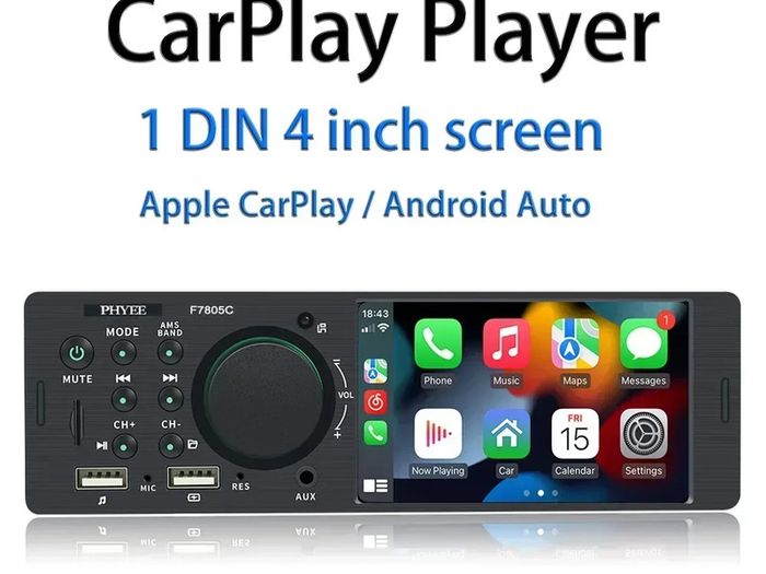 1 Din 4" CarPlay Car Radio Bluetooth Android-Auto MP5 Player Handfree A2DP USB Stereo Audio System Multimedia Head Unit