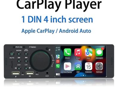 1 Din 4" CarPlay Car Radio Bluetooth Android-Auto MP5 Player Handfree A2DP USB Stereo Audio System Multimedia Head Unit