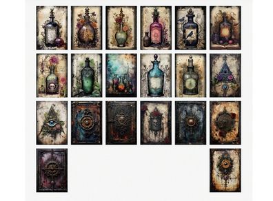 Witchy Notebook with Potions & Lotions - great for hand-made photo frame backgrounds, home decorations, diaries, journals, etc