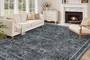 Washable Rugs Living Room Large 200x290cm, Boho Vintage Living Room Rug Carpet with Non-Slip Backing, Soft Low Pile Area Rugs for Bedroom Dining Room Kitchen Office Decor