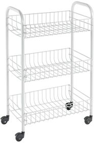 Service Trolley Siena with 3 Stages, Metal, White, 23 x 41 x 63 cm (FREE POSTAGE)