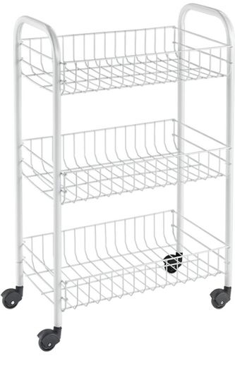 Service Trolley Siena with 3 Stages, Metal, White, 23 x 41 x 63 cm (FREE POSTAGE)
