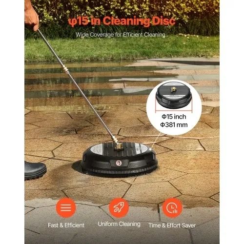 15" Pressure Washer Surface Cleaner, Plastic Pressure Washer Attachments with 4 Wheels, 4000 Max PSI, 1/4 Quick Connector, 2 Spray Nozzles