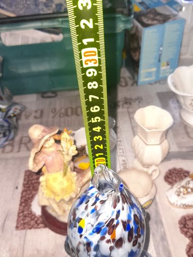Rare 1960s Handmade Murano Style End of Day Splatter Glass Fish Ashtray Vase