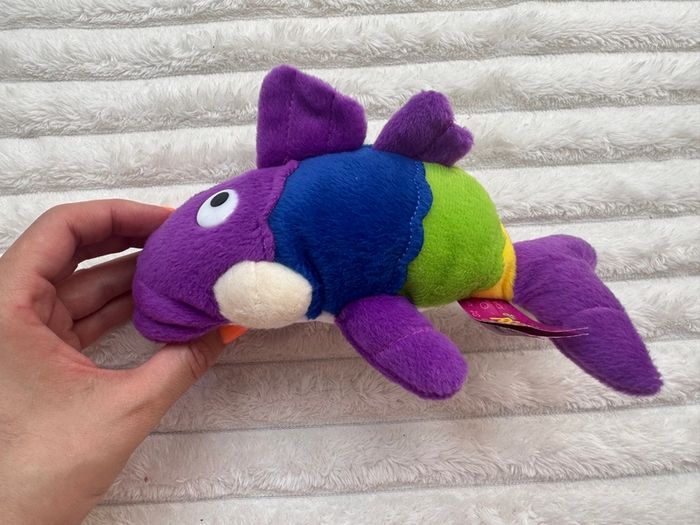 Fiesta The Fish Philosophy Pete The Perch Purple Plush Fish approx. 20 cm. long Used Please see photos